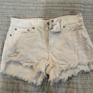 Just USA White Jean Shorts Distressed Frayed Hem